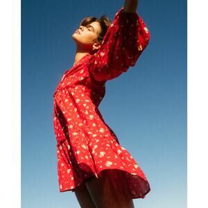 Wrangler Falling For You Red Floral Boho Mini Dress Size Small